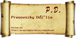 Presovszky Dália névjegykártya